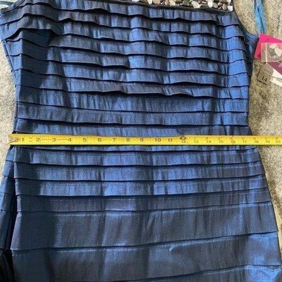 NWT KM Collections Milla Bell Size 14 Blue Formal Dress Evening Gown Jewel Prom - Picture 8 of 10